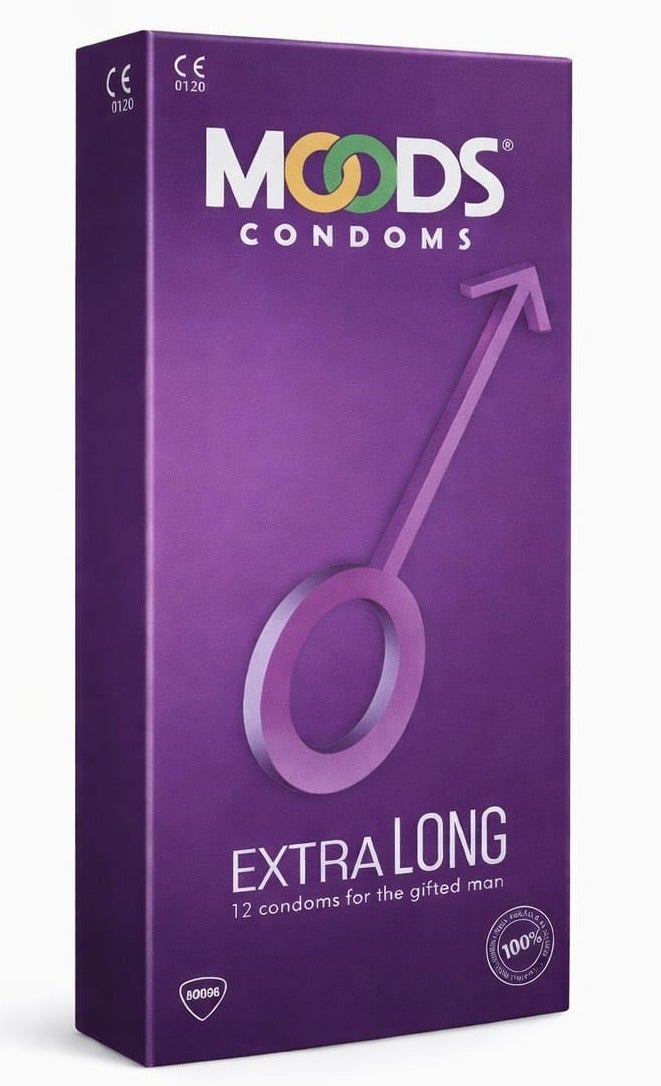 Moods Extra Long Condoms – Pack of 12 | Comfortable Fit | Premium Latex | Discreet Packaging - Image 1